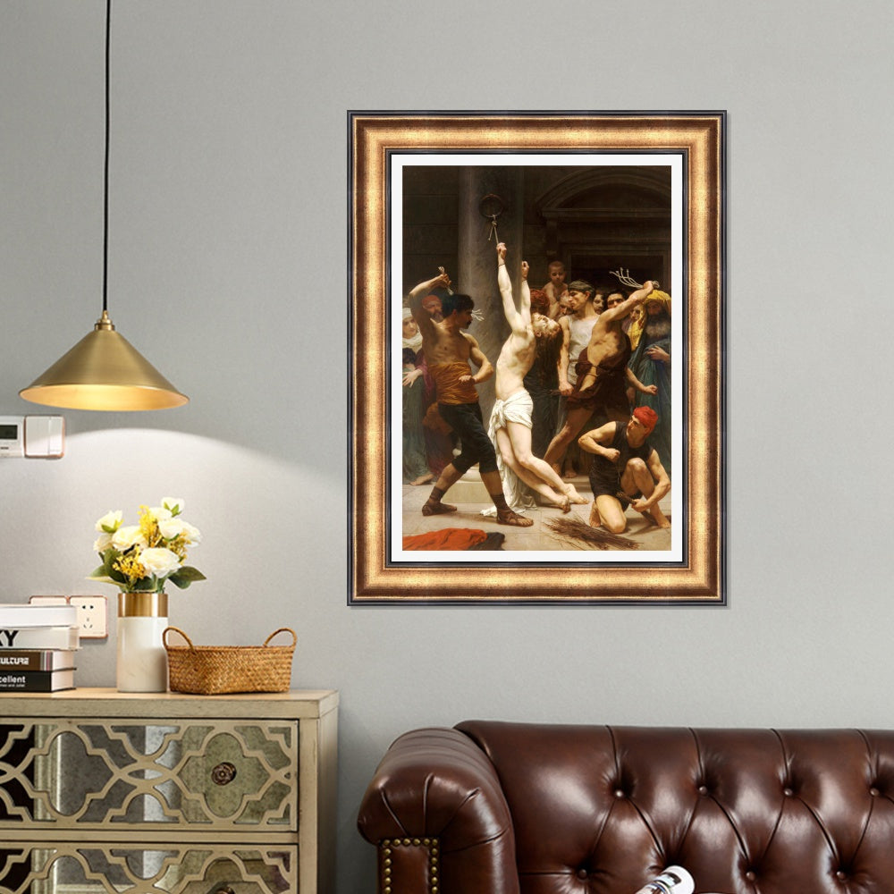 INVIN ART Framed Canvas Art Giclee Print The Flagellation of Our Lord Jesus Christ by William Adolphe Bouguereau Wall Art Living Room Home Office Decorations