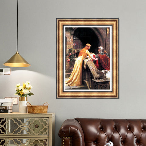 INVIN ART Framed Canvas Art Giclee Print virgin enthroned by William Adolphe Bouguereau Wall Art Living Room Home Office Decorations