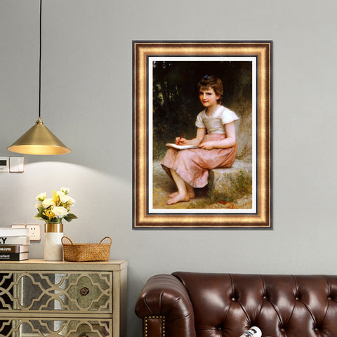 INVIN ART Framed Canvas Art Giclee Print A Calling (1896) by William Adolphe Bouguereau Wall Art Living Room Home Office Decorations