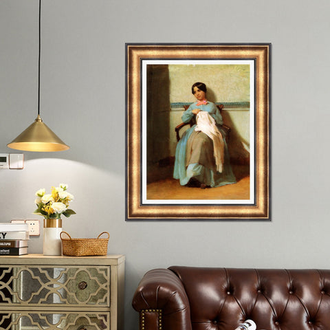 INVIN ART Framed Canvas Art Giclee Print A Portrait of Léonie Bouguereau (1850) by William Adolphe Bouguereau Wall Art Living Room Home Office Decorations
