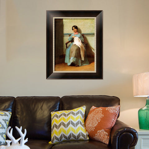 INVIN ART Framed Canvas Art Giclee Print A Portrait of Léonie Bouguereau (1850) by William Adolphe Bouguereau Wall Art Living Room Home Office Decorations