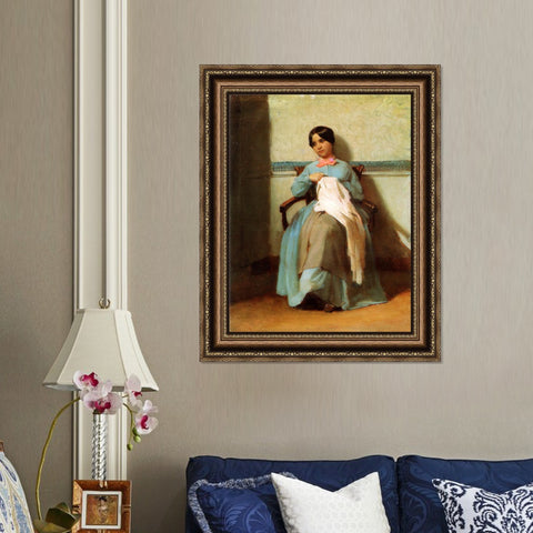 INVIN ART Framed Canvas Art Giclee Print A Portrait of Léonie Bouguereau (1850) by William Adolphe Bouguereau Wall Art Living Room Home Office Decorations