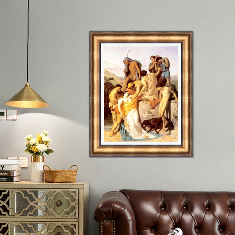 INVIN ART Framed Canvas Art Giclee Print Zenobia Found by Shepherds on the Banks of the Araxes by William Adolphe Bouguereau Wall Art Living Room Home Office Decorations