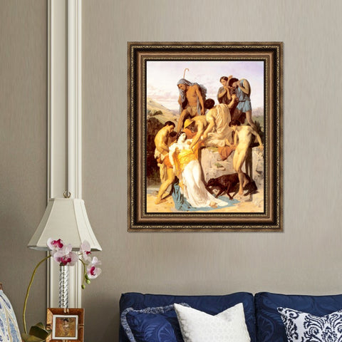 INVIN ART Framed Canvas Art Giclee Print Zenobia Found by Shepherds on the Banks of the Araxes by William Adolphe Bouguereau Wall Art Living Room Home Office Decorations