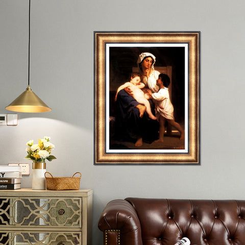 INVIN ART Framed Canvas Art Giclee Print Sleep 1864 boy by William Adolphe Bouguereau Wall Art Living Room Home Office Decorations