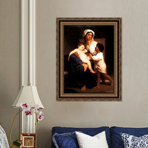 INVIN ART Framed Canvas Art Giclee Print Sleep 1864 boy by William Adolphe Bouguereau Wall Art Living Room Home Office Decorations