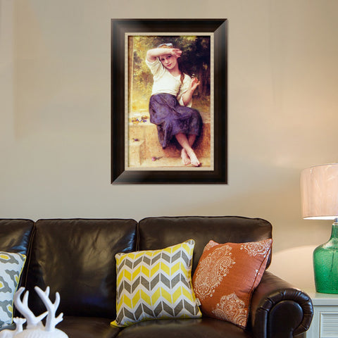 INVIN ART Framed Canvas Art Giclee Print Marguerite by William Adolphe Bouguereau Wall Art Living Room Home Office Decorations