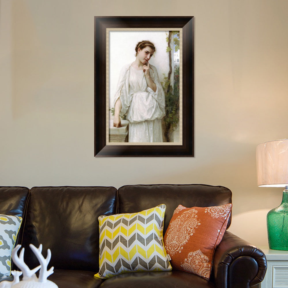 INVIN ART Framed Canvas Art Giclee Print Reverie by William Adolphe Bouguereau Wall Art Living Room Home Office Decorations