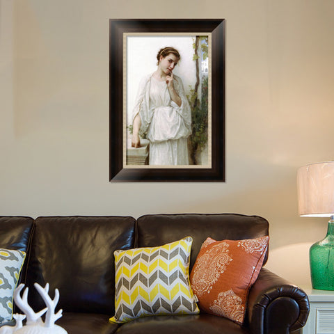 INVIN ART Framed Canvas Art Giclee Print Reverie by William Adolphe Bouguereau Wall Art Living Room Home Office Decorations