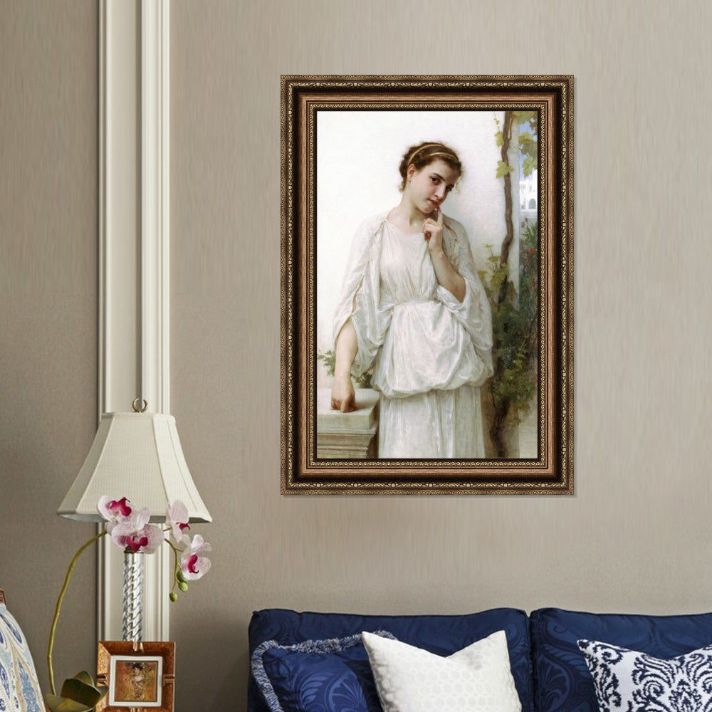 INVIN ART Framed Canvas Art Giclee Print Reverie by William Adolphe Bouguereau Wall Art Living Room Home Office Decorations