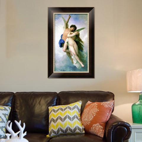 INVIN ART Framed Canvas Art Giclee Print Psyche and Amour by William Adolphe Bouguereau Wall Art Living Room Home Office Decorations