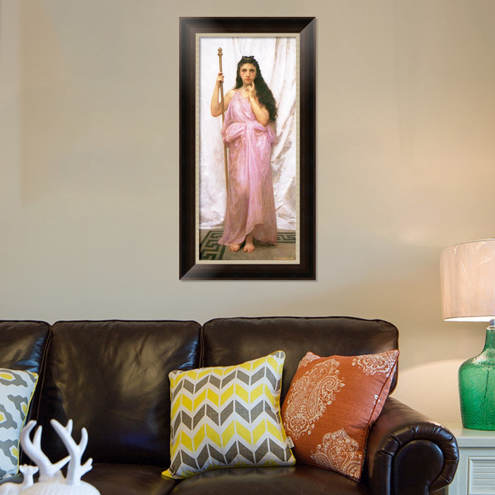 INVIN ART Framed Canvas Art Giclee Print Young Priestess by William Adolphe Bouguereau Wall Art Living Room Home Office Decorations