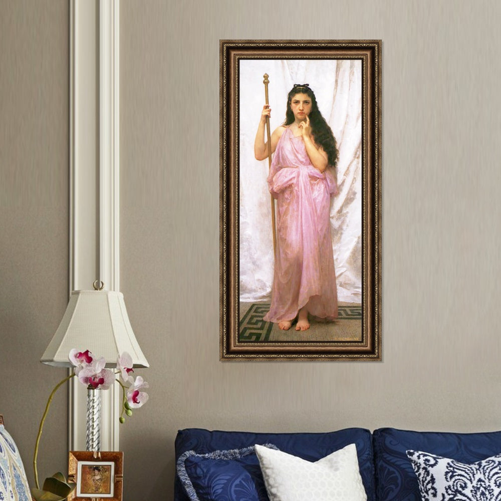 INVIN ART Framed Canvas Art Giclee Print Young Priestess by William Adolphe Bouguereau Wall Art Living Room Home Office Decorations