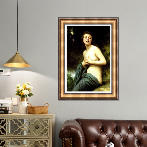 INVIN ART Framed Canvas Art Giclee Print Spring Breeze 1895 by William Adolphe Bouguereau Wall Art Living Room Home Office Decorations