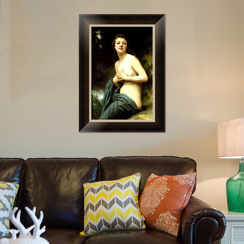 INVIN ART Framed Canvas Art Giclee Print Spring Breeze 1895 by William Adolphe Bouguereau Wall Art Living Room Home Office Decorations