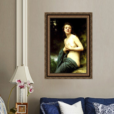 INVIN ART Framed Canvas Art Giclee Print Spring Breeze 1895 by William Adolphe Bouguereau Wall Art Living Room Home Office Decorations