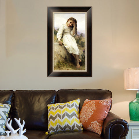 INVIN ART Framed Canvas Art Giclee Print Little Thief by William Adolphe Bouguereau Wall Art Living Room Home Office Decorations