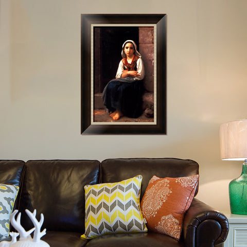 INVIN ART Framed Canvas Art Giclee Print Yvonette by William Adolphe Bouguereau Wall Art Living Room Home Office Decorations