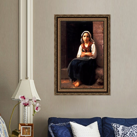 INVIN ART Framed Canvas Art Giclee Print Yvonette by William Adolphe Bouguereau Wall Art Living Room Home Office Decorations