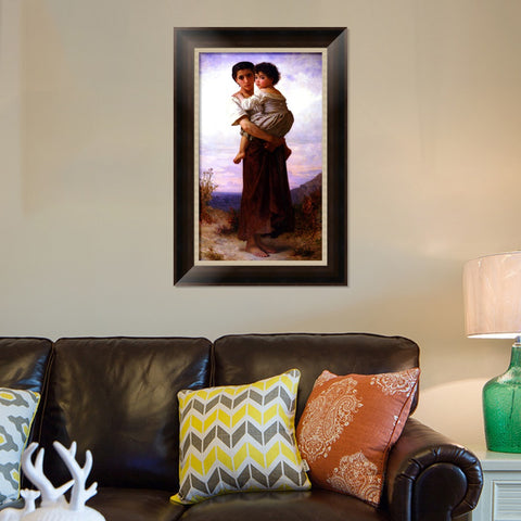 INVIN ART Framed Canvas Art Giclee Print Young Gypsies by William Adolphe Bouguereau Wall Art Living Room Home Office Decorations