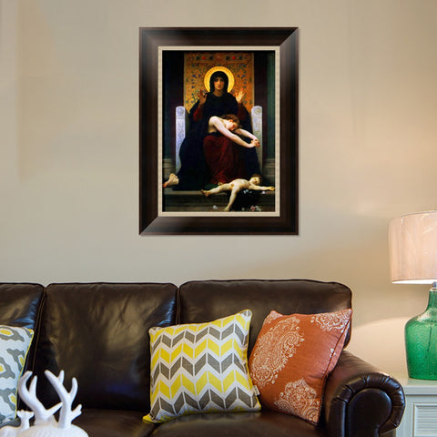 INVIN ART Framed Canvas Art Giclee Print The Virgin of Consolation by William Adolphe Bouguereau Wall Art Living Room Home Office Decorations