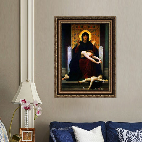 INVIN ART Framed Canvas Art Giclee Print The Virgin of Consolation by William Adolphe Bouguereau Wall Art Living Room Home Office Decorations
