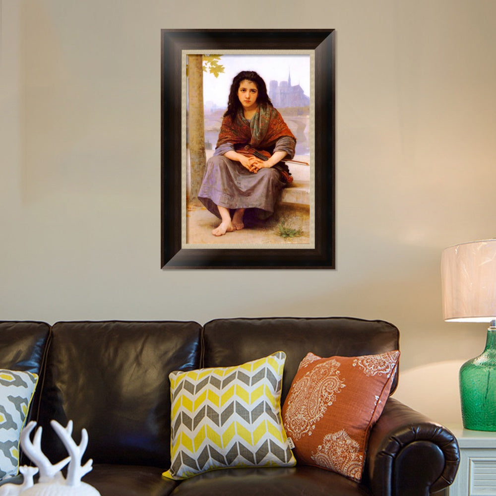 INVIN ART Framed Canvas Art Giclee Print The Bohemian by William Adolphe Bouguereau Wall Art Living Room Home Office Decorations
