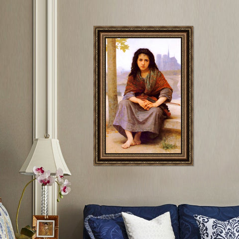 INVIN ART Framed Canvas Art Giclee Print The Bohemian by William Adolphe Bouguereau Wall Art Living Room Home Office Decorations