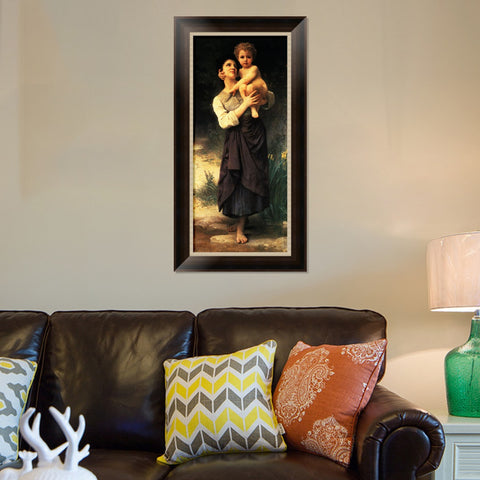 INVIN ART Framed Canvas Art Giclee Print Brother And Sister by William Adolphe Bouguereau Wall Art Living Room Home Office Decorations