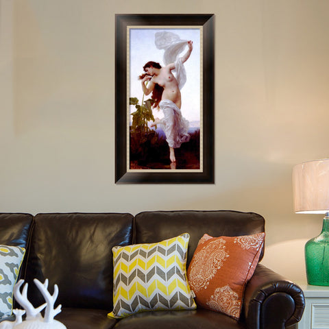 INVIN ART Framed Canvas Art Giclee Print Dawn by William Adolphe Bouguereau Wall Art Living Room Home Office Decorations