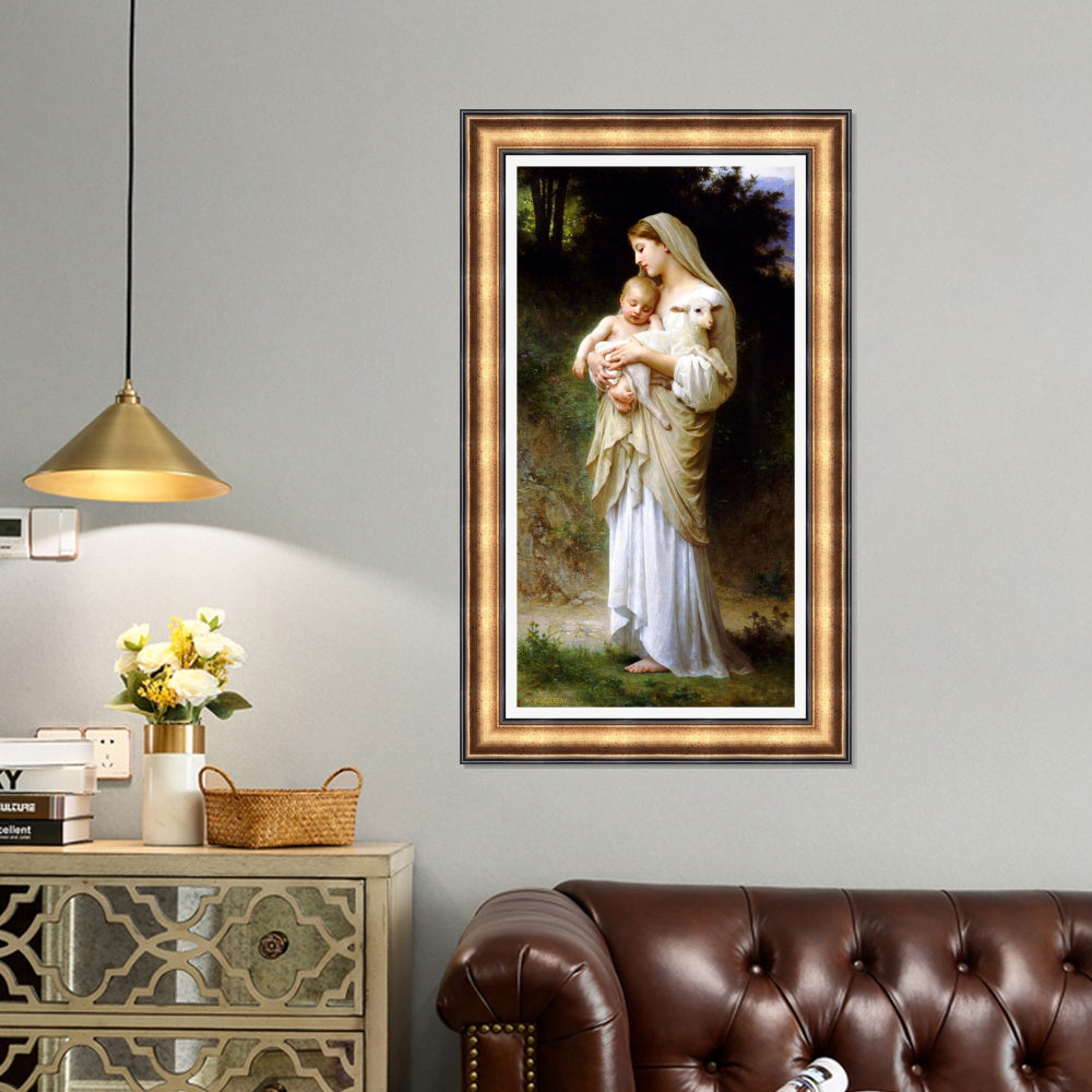 INVIN ART Framed Canvas Art Giclee Print Innocence by William Adolphe Bouguereau Wall Art