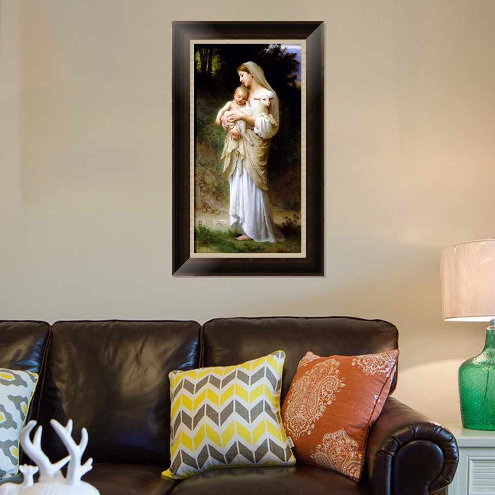 INVIN ART Framed Canvas Art Giclee Print Innocence by William Adolphe Bouguereau Wall Art