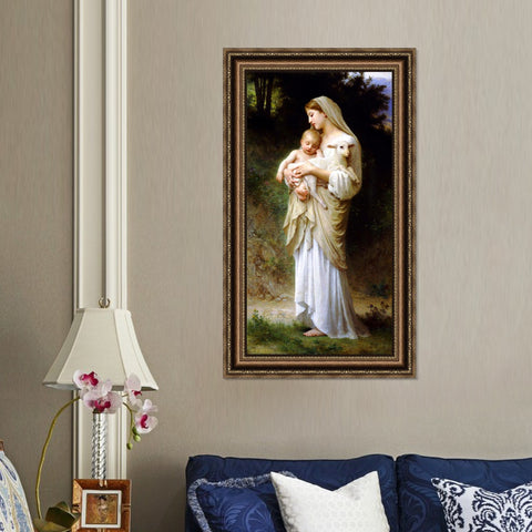 INVIN ART Framed Canvas Art Giclee Print Innocence by William Adolphe Bouguereau Wall Art Living Room Home Office Decorations