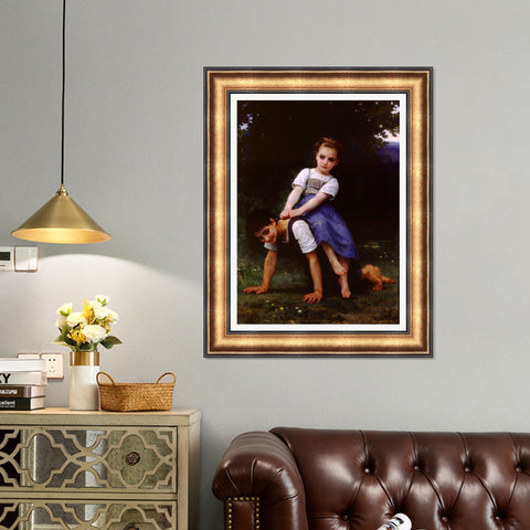 INVIN ART Framed Canvas Art Giclee Print The Horseback Ride by William Adolphe Bouguereau Wall Art Living Room Home Office Decorations