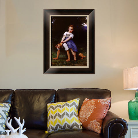 INVIN ART Framed Canvas Art Giclee Print The Horseback Ride by William Adolphe Bouguereau Wall Art Living Room Home Office Decorations