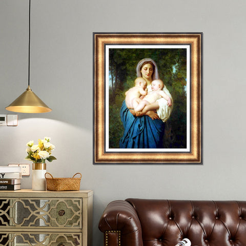 INVIN ART Framed Canvas Art Giclee Print Charit 1859 by William Adolphe Bouguereau Wall Art Living Room Home Office Decorations