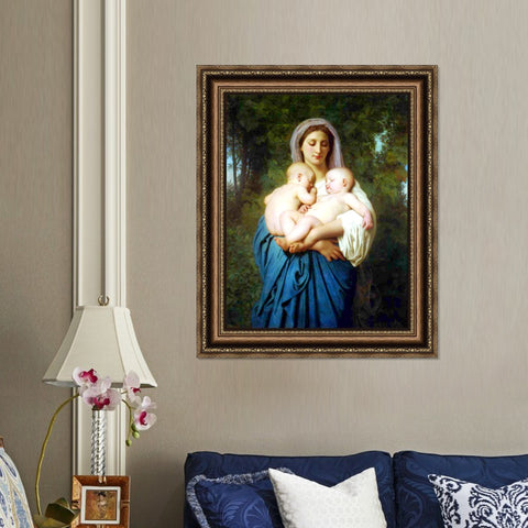 INVIN ART Framed Canvas Art Giclee Print Charit 1859 by William Adolphe Bouguereau Wall Art Living Room Home Office Decorations