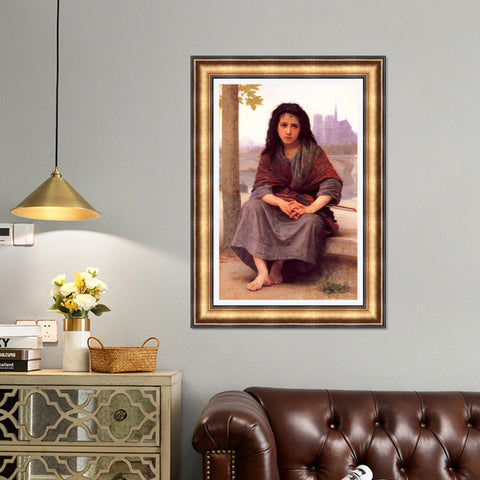 INVIN ART Framed Canvas Art Giclee Print The Bohemian by William Adolphe Bouguereau Wall Art Living Room Home Office Decorations