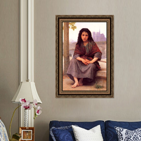 INVIN ART Framed Canvas Art Giclee Print The Bohemian by William Adolphe Bouguereau Wall Art Living Room Home Office Decorations