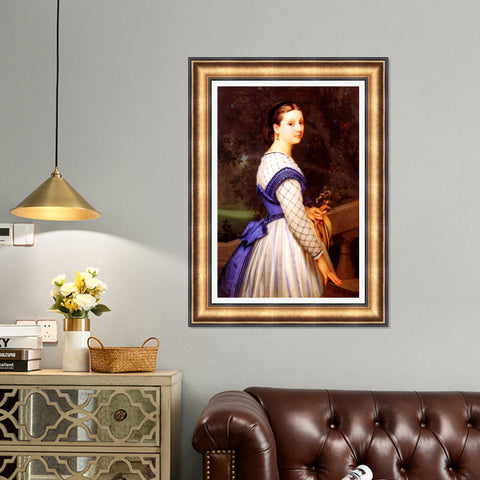 INVIN ART Framed Canvas Art Giclee Print The Countess de Montholon by William Adolphe Bouguereau Wall Art Living Room Home Office Decorations