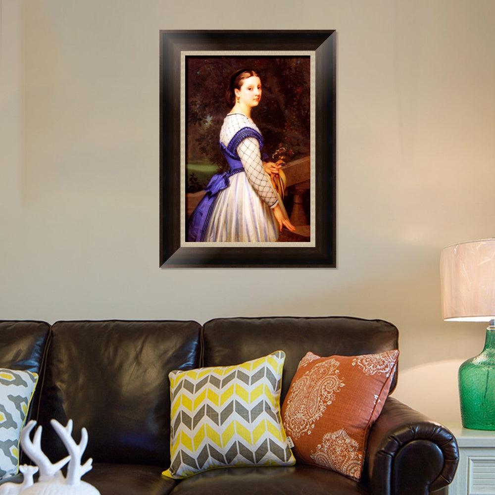 INVIN ART Framed Canvas Art Giclee Print The Countess de Montholon by William Adolphe Bouguereau Wall Art Living Room Home Office Decorations