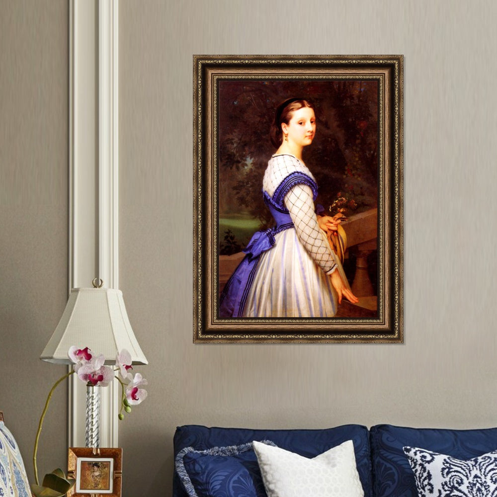 INVIN ART Framed Canvas Art Giclee Print The Countess de Montholon by William Adolphe Bouguereau Wall Art Living Room Home Office Decorations