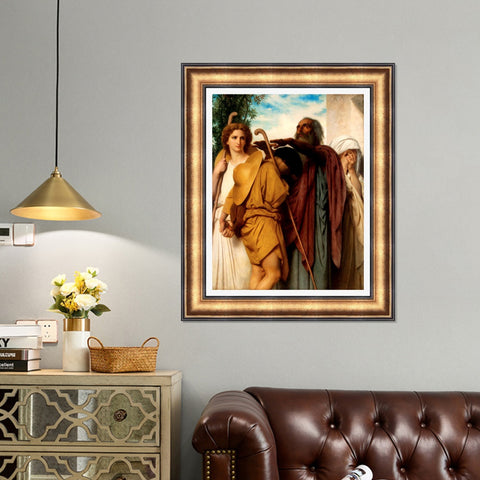 INVIN ART Framed Canvas Art Giclee Print Tobias Saying Good-Bye to his Father by William Adolphe Bouguereau Wall Art Living Room Home Office Decorations