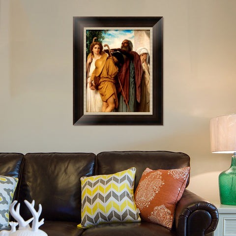 INVIN ART Framed Canvas Art Giclee Print Tobias Saying Good-Bye to his Father by William Adolphe Bouguereau Wall Art Living Room Home Office Decorations