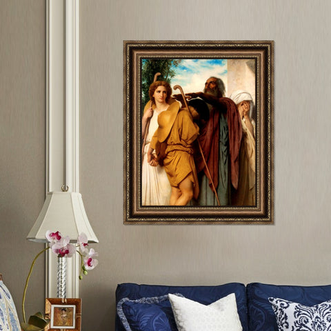 INVIN ART Framed Canvas Art Giclee Print Tobias Saying Good-Bye to his Father by William Adolphe Bouguereau Wall Art Living Room Home Office Decorations