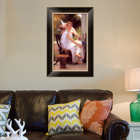 INVIN ART Framed Canvas Art Giclee Print Work Interrupted by William Adolphe Bouguereau Wall Art Living Room Home Office Decorations