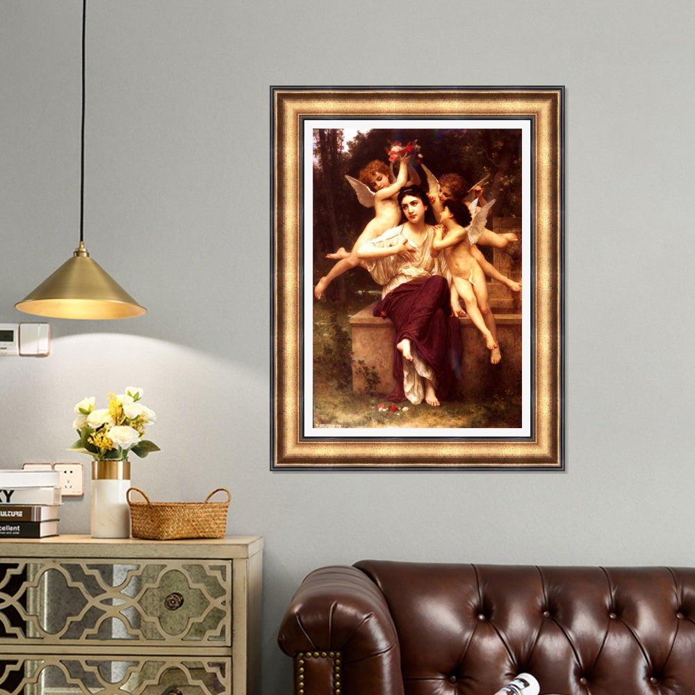 INVIN ART Framed Canvas Art Giclee Print Dream of Spring by William Adolphe Bouguereau Wall Art Living Room Home Office Decorations