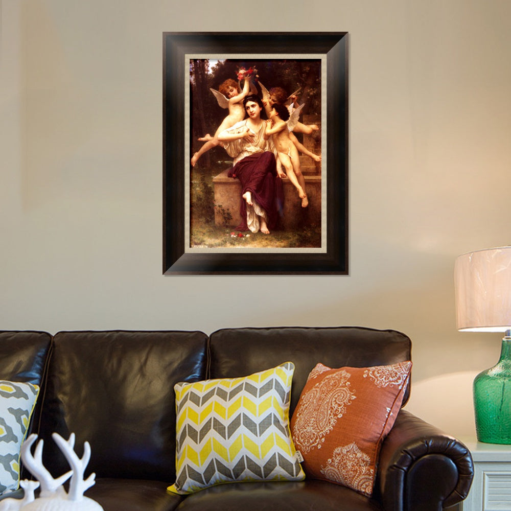 INVIN ART Framed Canvas Art Giclee Print Dream of Spring by William Adolphe Bouguereau Wall Art Living Room Home Office Decorations
