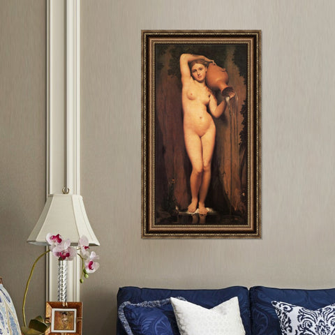 INVIN ART Framed Canvas Art Giclee Print The Nude Standing woman#111 by William Adolphe Bouguereau Wall Art Living Room Home Office Decorations