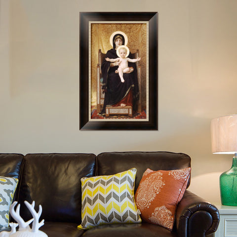 INVIN ART Framed Canvas Art Giclee Print Virgin and Child by William Adolphe Bouguereau Wall Art Living Room Home Office Decorations
